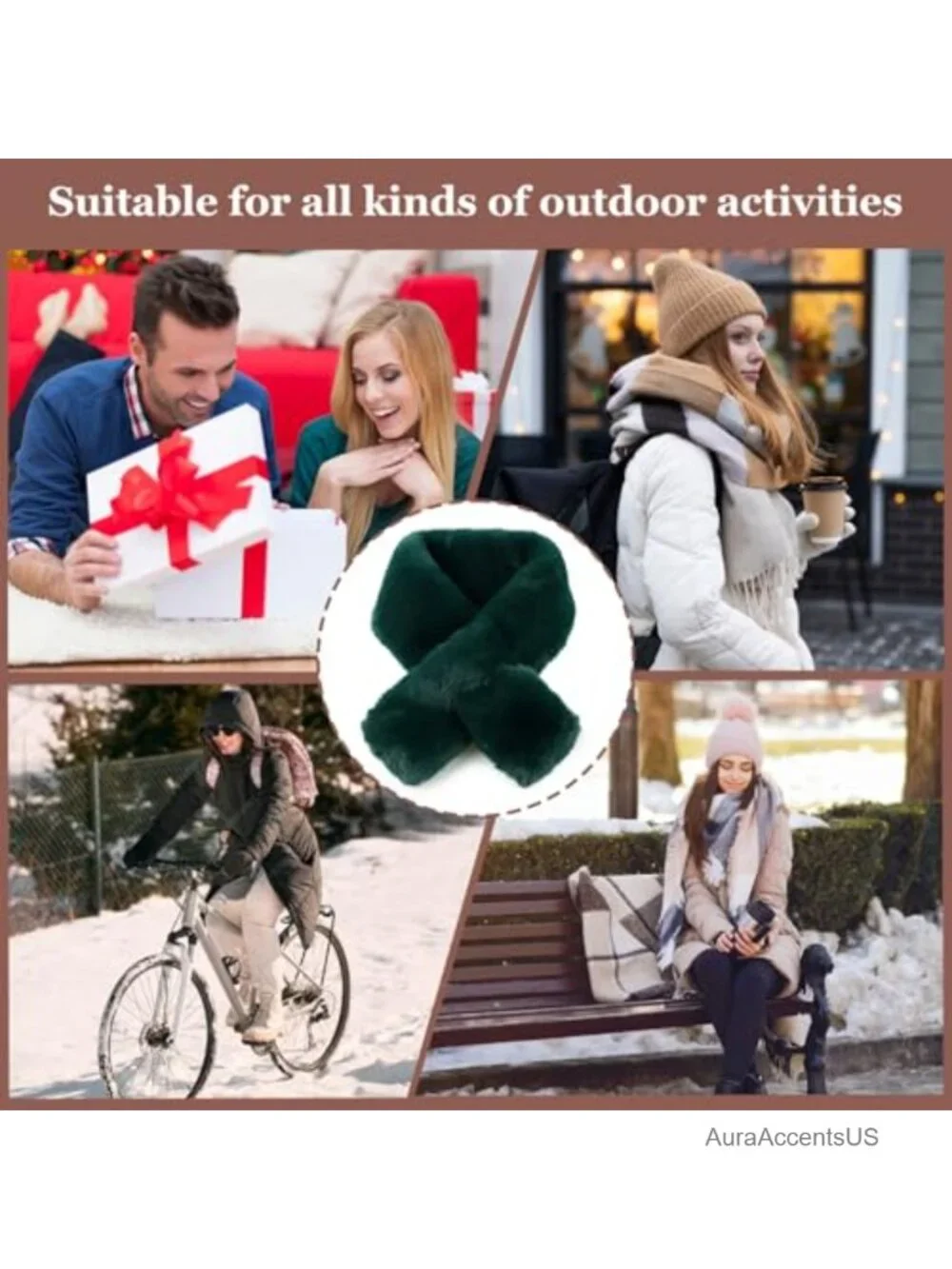 Faux Fur Scarf Winter Neck Warmer Women Fleece Wrap